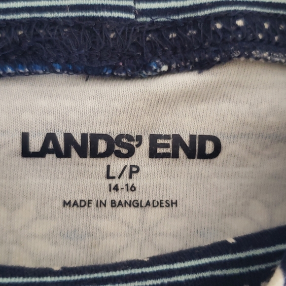 Lands' End Women's Blue White Floral Striped Top - Picture 5 of 9